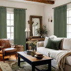 96 Inches Linen Pleated Semi Sheer Privacy Dark Green Loden Curtains 50x96 | - Image 7
