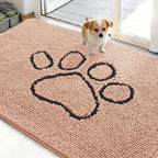 OLANLY Dog Door Mat for Muddy Paws 48x30, Paw Print Design Chenille Mud Mat | by OLANLY