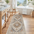 Madane Hallway Runner Rug 2x5 Washable Entry Rugs Non-Slip, Turmeric/Grey | - Image 4