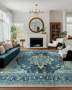 RELEANY Washable Area Rug, Large 10'x14', Teal | Non-Slip, Water Repellent - Image 2
