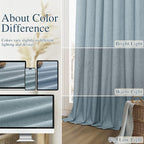 Blue 100% Blackout Linen Curtains 96 Inch Length 2 Panels Set - Image 7