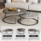 2-Piece Round Nesting Coffee Tables – Walnut Wood Top - Image 5