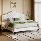 Allewie King Bed Frame with Adjustable Velvet Tiara Headboard, Upholstered - Image 8