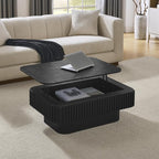 Lift Top Coffee Table for Living Room, Rectangle Handmade Solid Wood Strips - Image 2