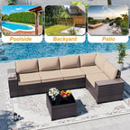 Outdoor Patio Furniture Set, 6 Pieces Outdoor Sectional Furniture High Backrest - Image 9
