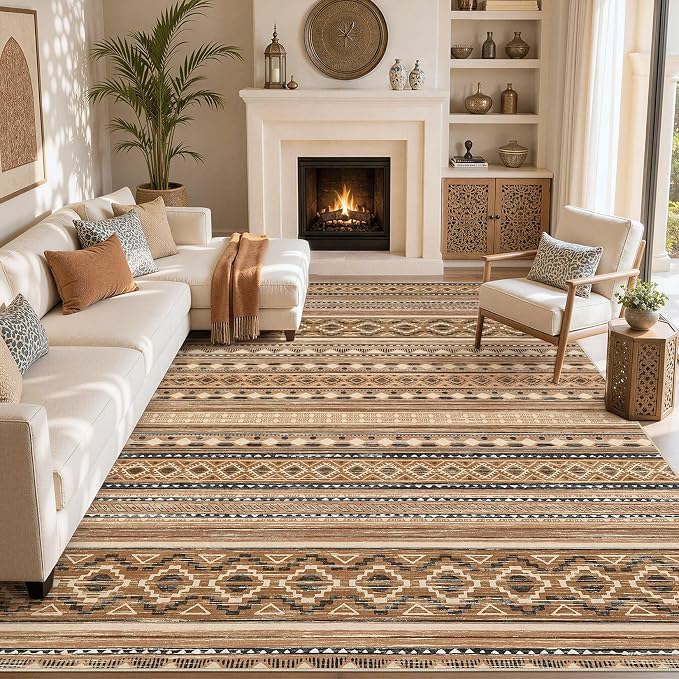 cotiled Boho 7x9 Area Rug for Living Room: Large Moroccan Washable Rug | Solve - Image 8