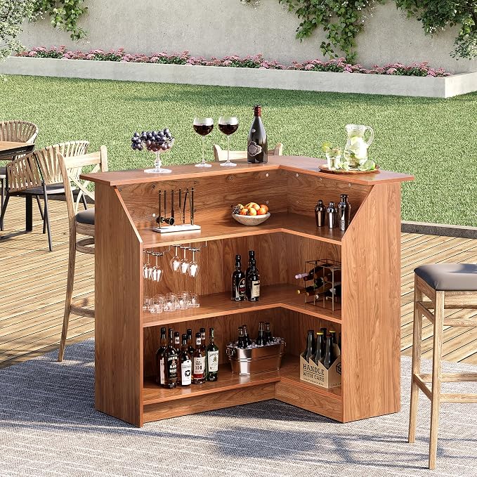 LITTLE TREE Bar Cabinet, 4-Tier Home Mini Bar Cabinet - Image 5