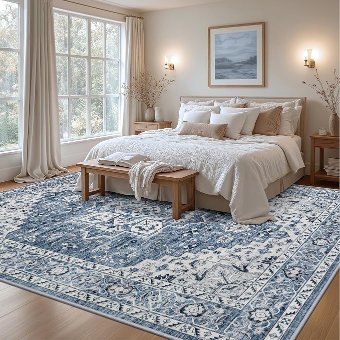 9x12 Area Rugs Living Room: Washable Vintage Rug - Image 4