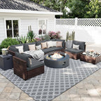 UPHA 9 Pieces Patio Furniture Sets, Wicker Outdoor Sectional Sofa Couch by UPHA