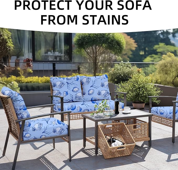 8PCS Patio Cushion Covers.Patio Furniture Couch SeatSlipcovers | Washable - Image 3