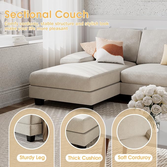 Furniwell Convertible Sectional Sofa Couch, 4 Seat Sofa Set - Image 4