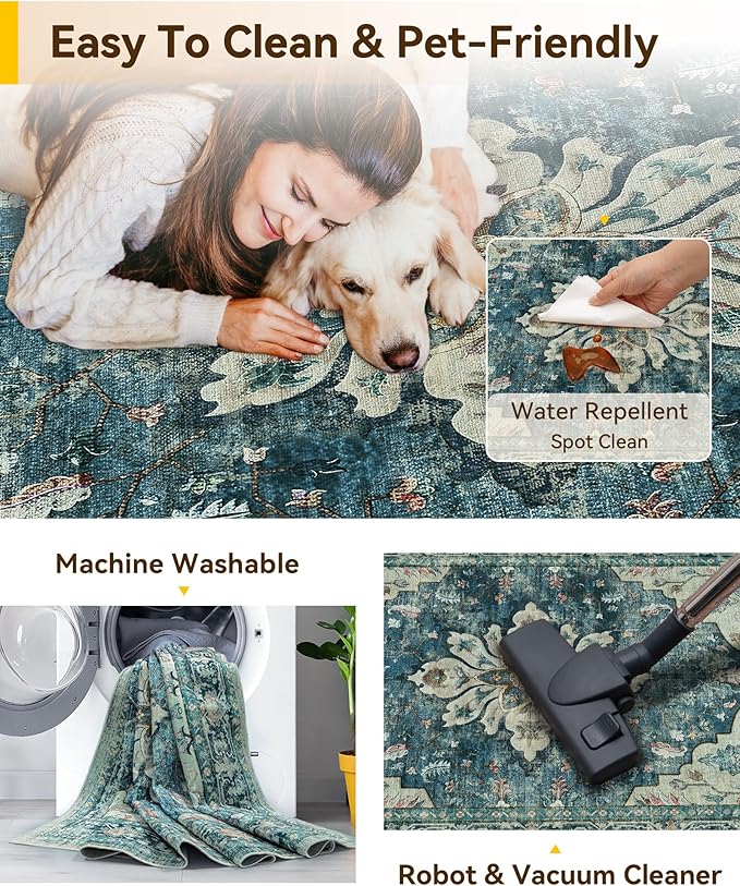 RELEANY Washable Area Rug, Runner 3'x12', Water Repellent, Pet Friendly - Image 4