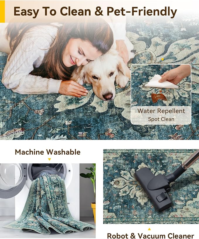 RELEANY Washable Area Rug, Square 10'x10', Water Repellent, Pet Friendly - Image 3
