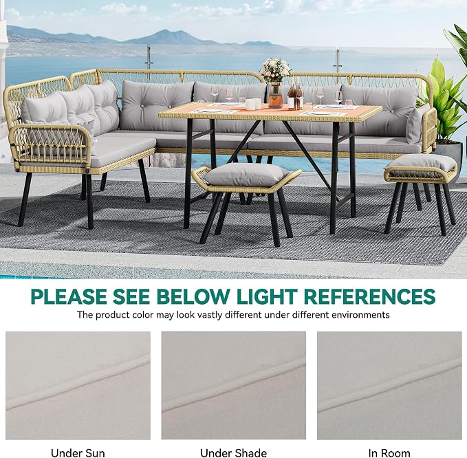 YITAHOME Patio Wicker L-Shaped Furniture Set, All-Weather Rattan Outdoor - Image 4