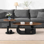 Modern Oval Coffee Table Set of 2, Wood Living Room Accent Coffee Table and by Henf