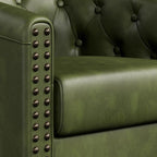 Swivel Barrel Accent Chairs Set of 2, Round Nailhead Faux Leather Living Room - Image 4