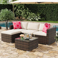 5-Piece Outdoor Sectional Sofa Set, All-Weather PE Rattan Patio Furniture by Unknown