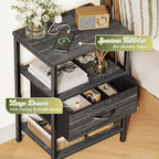 SUPERJARE Nightstand with Charging Station, Bed Side Table with Adjustable - Image 5