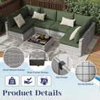 KIGOTY Patio Furniture Set, 7 Pieces Modular Outdoor Sectional Sofa, PE Rattan - Image 4