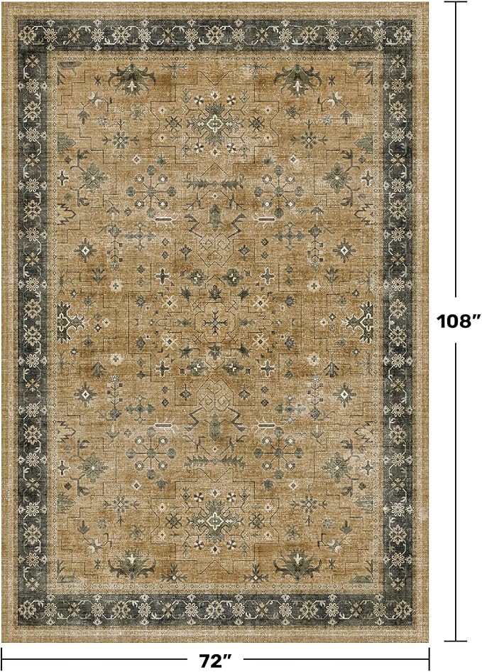 Vintage Taupe Sage 6x9 Rug for Living Room - Image 2