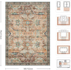 5x7 Area Rugs, Vintage Retro Soft Washable Rug, Non-Slip Low Pile Rugs - Image 2