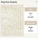 Soalmost 5x7 Area Rug Low Pile Washable Trendy Faded Style Rug, Foldable Stain - Image 5