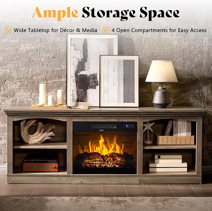 AMERLIFE 70" Farmhouse Fireplace TV Stand - Image 4