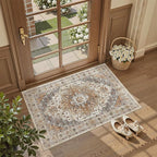 Madane Washable Area Rug 2x3 Small Entryway Rugs Non-Slip, Turmeric/Grey | - Image 2