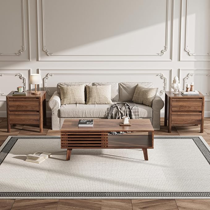 MAISONARIA Living Room Table Sets of 3, Mid Century Coffee Table & End Table by MAISONARIA