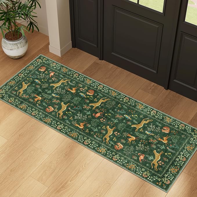 DUKINO 2x5 Rug for Hallway, Washable Animal Runner Rug Non Slip, Stain Resistant - Image 3