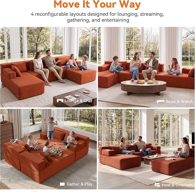 MONVANE 141" U Shaped Cloud Sectional Couch - Image 4