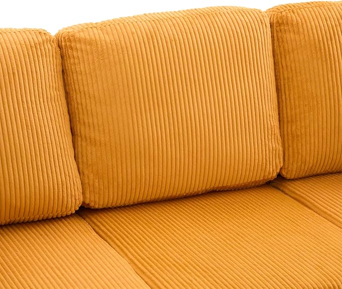 L-Shaped Sectional Sofa with Storage & Movable Ottoman, Corduroy 3 Seater - Image 9