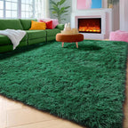 Dark Green Area Rugs for Living Room Bedroom, 5x8 Fluffy Shaggy Large Rug - Image 5