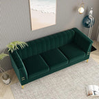 83.46" W Green Velvet Sofa Couch - Image 9