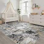 LOONGRUG 7x9 Area Rug Washable Large Neutral Modern Living Room Rugs | Abstract - Image 7