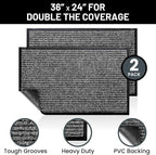 Front Door Mat, Indoor Outdoor Welcome Muddy Doormat, 36x24 Battleship Gray | - Image 2