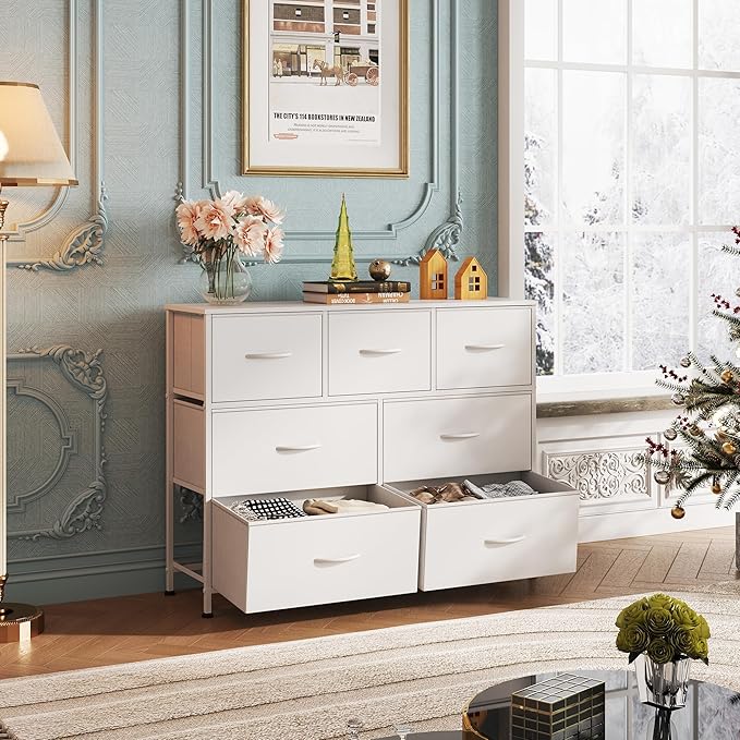 WLIVE 7 Drawer Dresser TV Stand, Dressers - Image 2