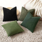 MIULEE Soft Corduroy Decorative Throw Pillow Covers Neutral Green 18x18 | Set - Image 5