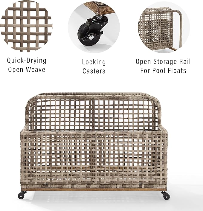 Crosley Furniture Ridley Wicker Outdoor Storage Pool Caddy - Image 4