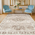 Washable Neutral Farmhouse Living Room Rug, 5x7 Area Rugs by HazoHaus