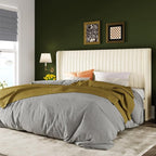 Allewie King Size Velvet Bed Frame/Vertical Channel Tufted Wingback by Allewie