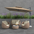 TWT Patio Furniture Sofa Set 4 Pieces Aluminum Outdoor Furniture w/25.6in - Image 6