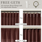 108 Inch Chestnut Brown Linen Pleated Light Filtering Curtains - Image 4