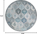 Lahome Moroccan Washable Round Area Rug, Soft Blue Vintage Round Rugs 6ft | - Image 2
