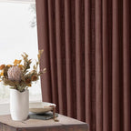 Chestnut Brown Pinch Pleated Linen Sheer Curtains 45 Inch Length 2 Panels | - Image 6