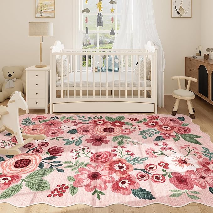 DUKINO 5x7 Area Rugs for Bedroom, Floral Washable Rug Non Slip, Stain Resistant - Image 7