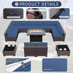 Outdoor Terrace Furniture Set, 15 Piece Outdoor Furniture Set, - Image 5