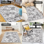HEBE Area Rug for Entryway 3'x5', Washable Non Slip Boho Bedroom Rug | Soft - Image 4