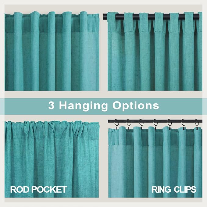 Mid Century Modern Teal Curtains 96 Inches Long 2 Panels - Image 5