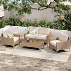 4-Piece Patio Furniture Set, Outdoor Wicker Sectional Sofa by OutdoorPatioFurnitureSet